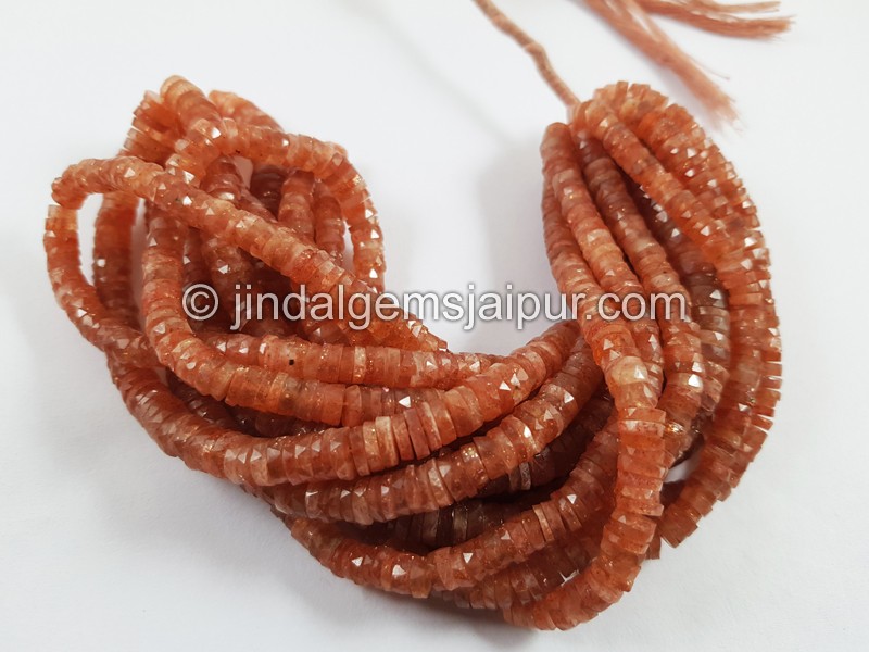 Sunstone Faceted Tyre Beads